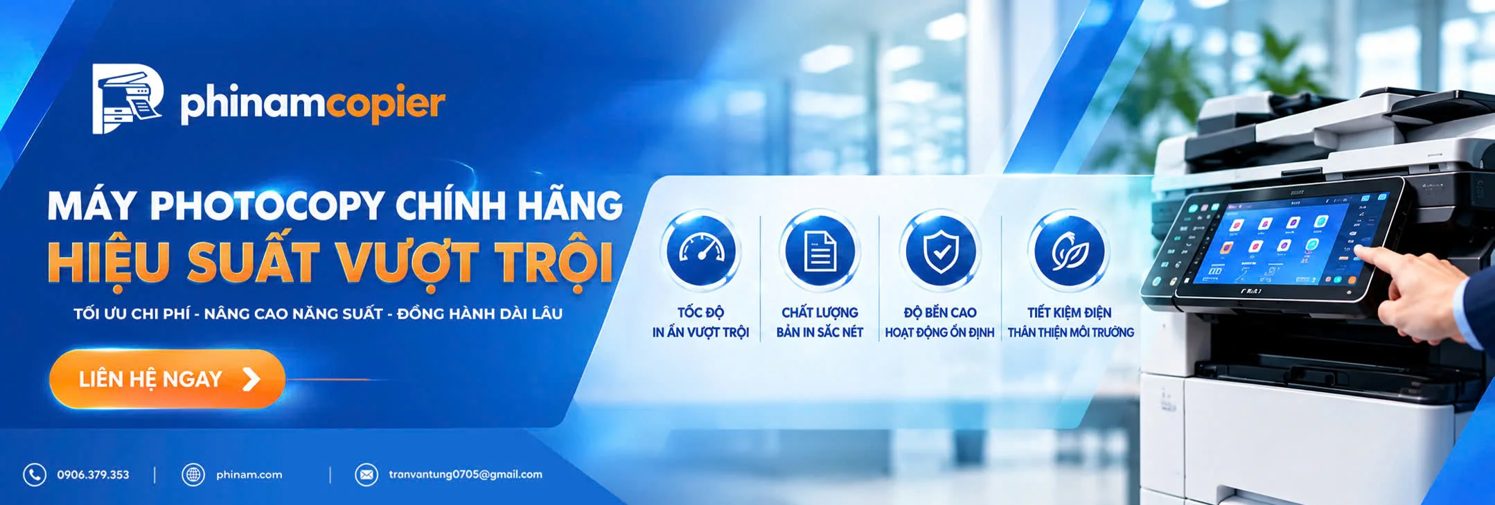 Banner quảng cáo máy photocopy chính hãng hiệu suất vượt trội của phinamcopier