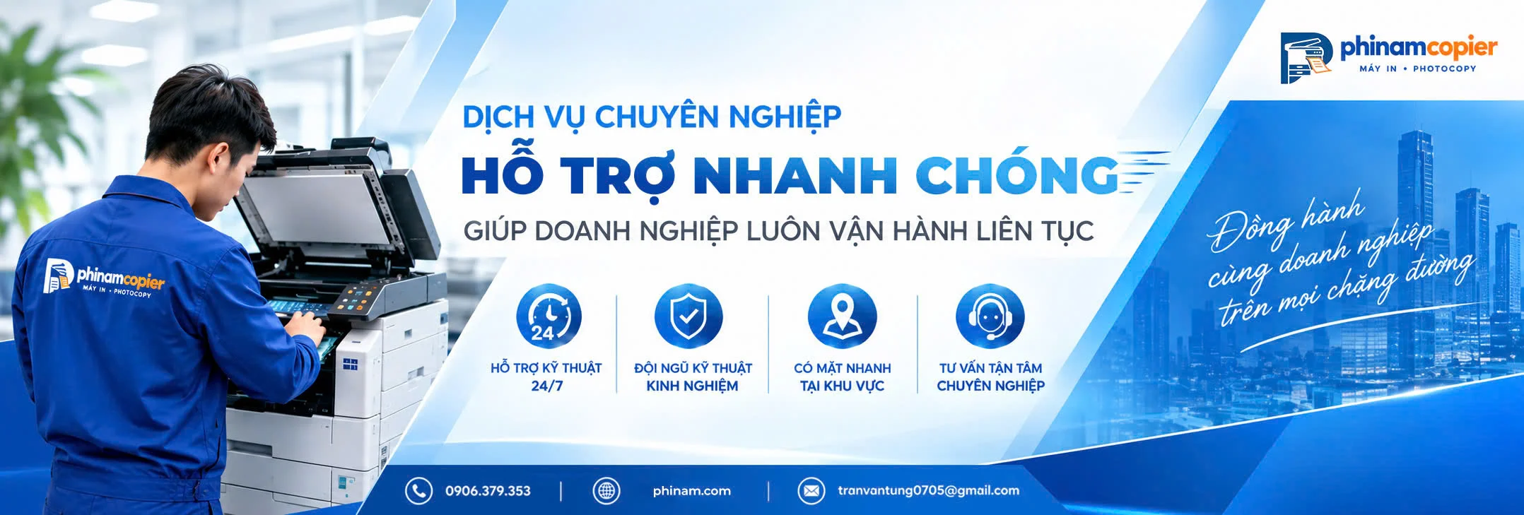 Banner dịch vụ hỗ trợ máy photocopy chuyên nghiệp, nhanh chóng